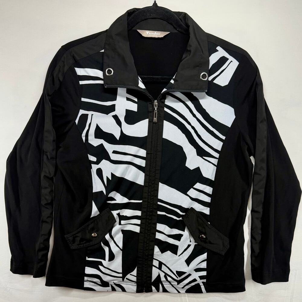 TanJay Petites Abstract Print Lightweight Full Zip Track Jacket - PM